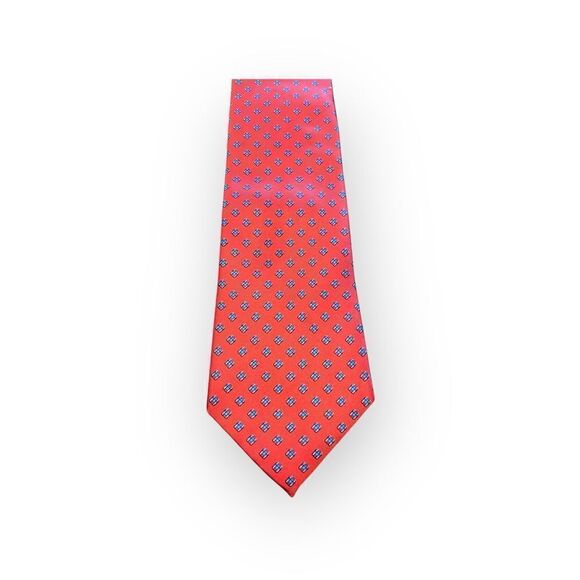 Beau Brummel Silk Tie Red with Turquoise Print Dots Power Tie Professional - Picture 5 of 5